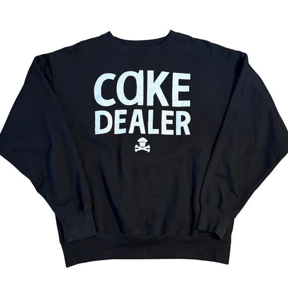 Johnny Cupcakes Cake Dealer Sweatshirt Crewneck Crossbones Black Unisex Large - Picture 1 of 9